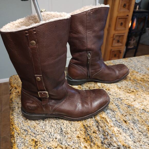 UGG Australia Bellevue Women Brown Leather Sheepskin Lined Boots 5745 Size US 9 - Picture 5 of 11